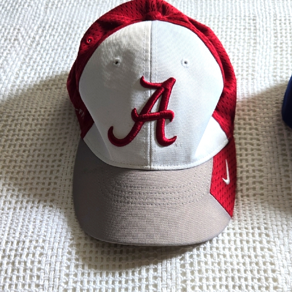 Nike Red and White Cap with Logo